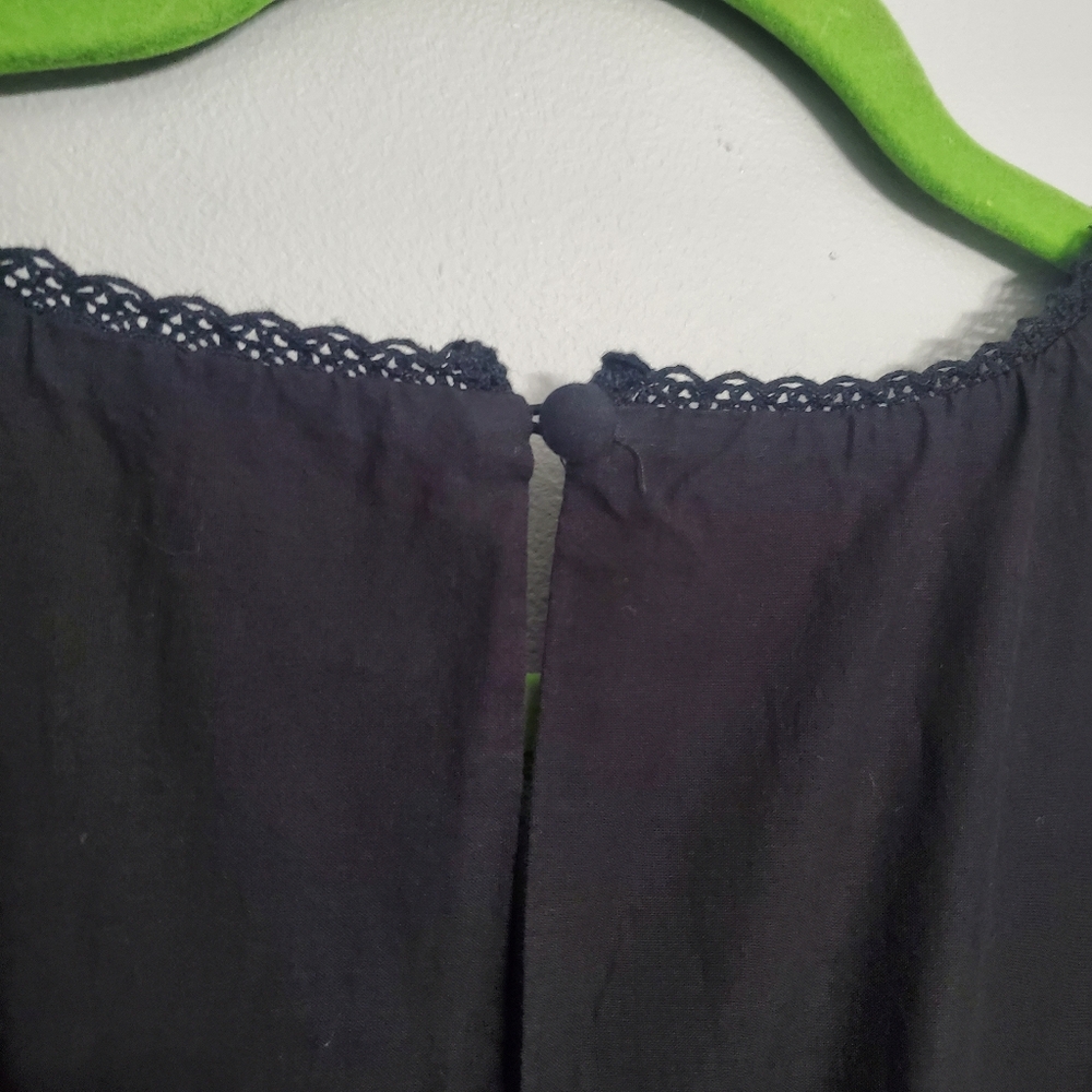 American Eagle Eyelet Tiered Smocked Lined Midi Dress Black Cottagecore NWOT M - Picture 10 of 16